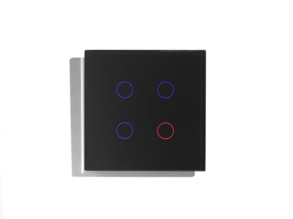 Bouton - poussoir verre Noir, fingerprint - proof touch, 4 boutons avec Led RGB