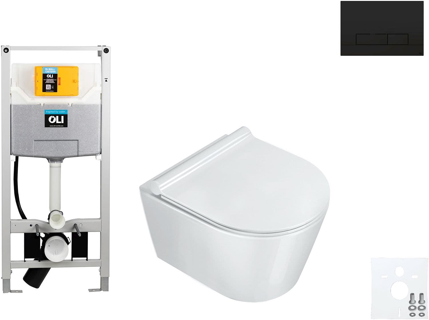 WALLFIX OLI WC SUSPENDU ZERO 46 CATALANO GLAM NOIR MAT