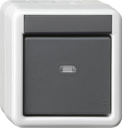 Bouton-poussoir de coupleur de bus montage apparent protection contre l'eau 1 x avec fenêtre de cont