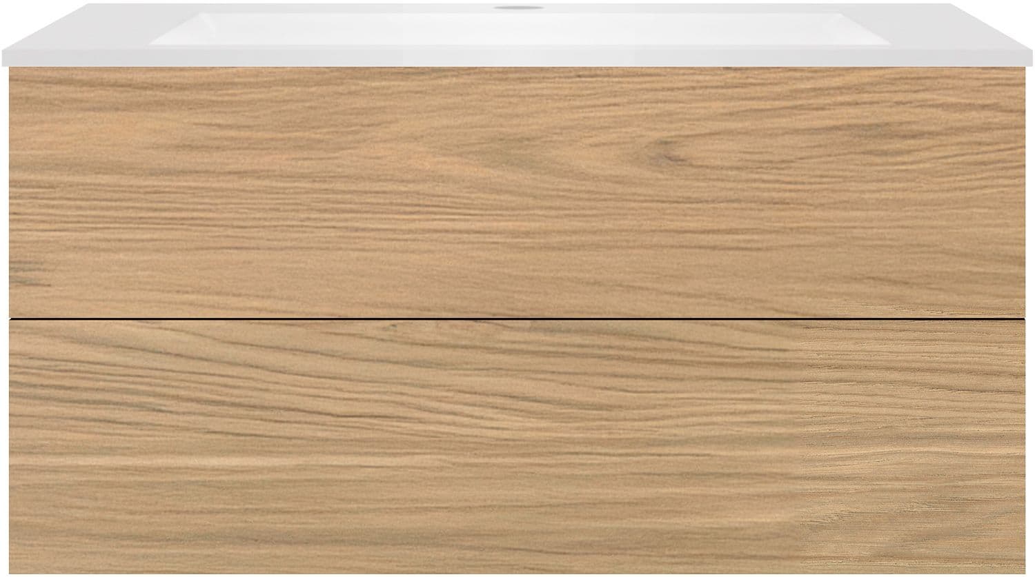SOUS MEUBLE COFFEE 2 TIROIRS 120 CHENE CLASSIQUE +LAVABO EN MARBRE SYNTHETIQUE BLANC