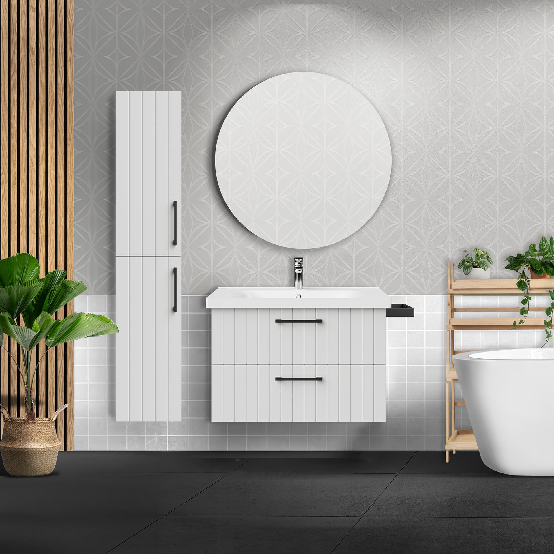 CREAVIT D10 PORTE-SERVIETTES POUR COMBINAISON AVEC MEUBLE SOUS-VASQUE - NOIR