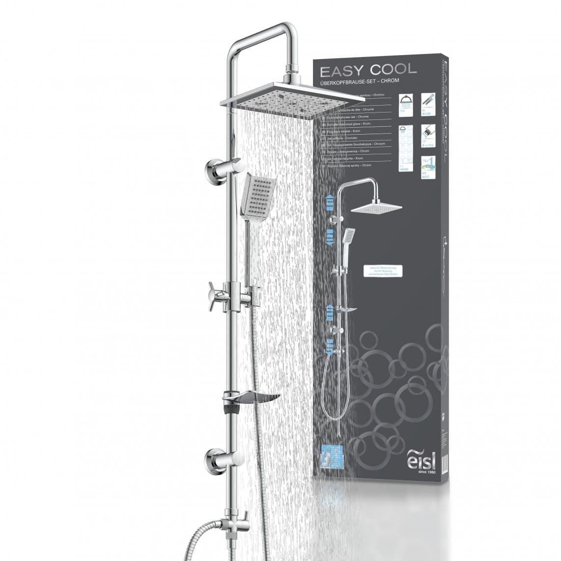 DX12007 EASY COOL Set douche de pluie, chromé