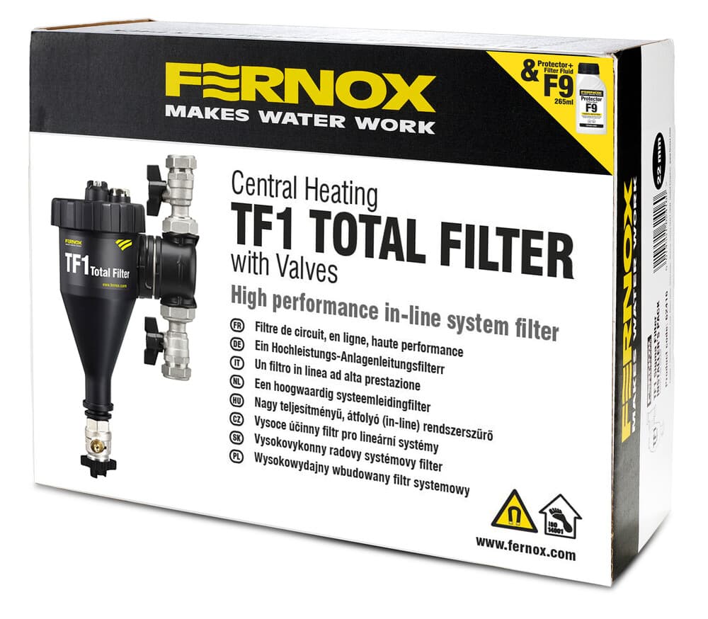 Fernox TF1 Total Filter 22mm avec protecteur + liquide pour filtre F9 265ml