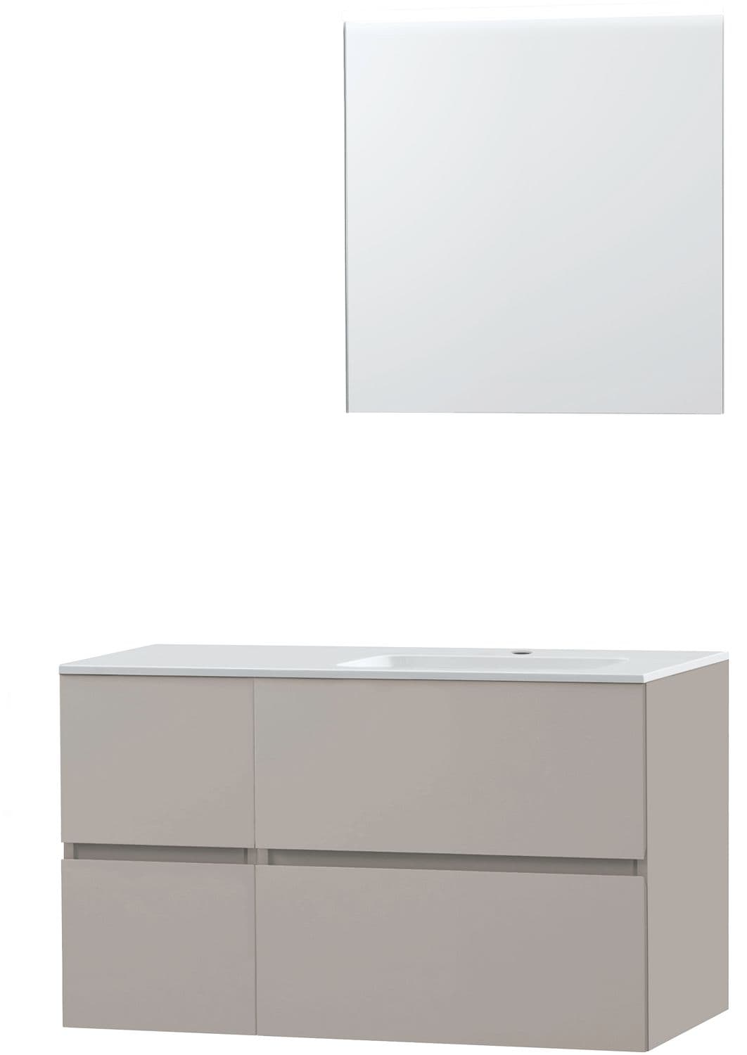 MEUBLE MOLTO POUDRE GRIS 105 DROITE MARBRE SYNTHETIQUE MIROIR