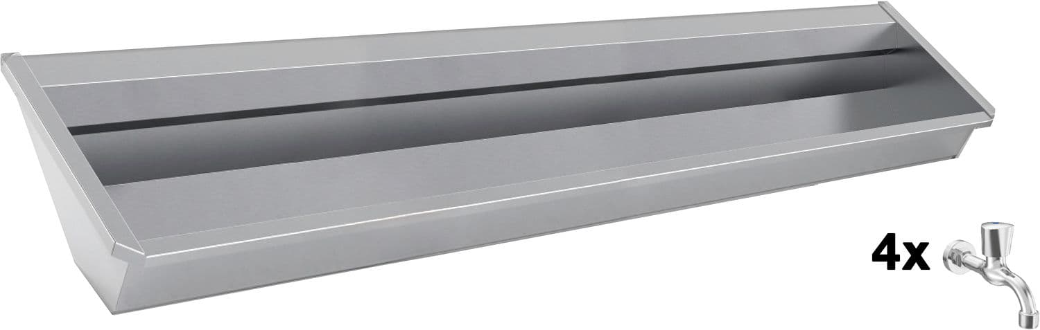 AUGE MURAL SANILAV INTERSAN 240CM INOX 4 ROBINETS D'EAU FROIDE