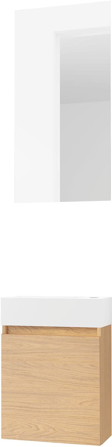 LAVE-MAINS FORM MINI PORCELAINE MAT WIT/ 1 PORT/MIROIR CHENE BRONZE