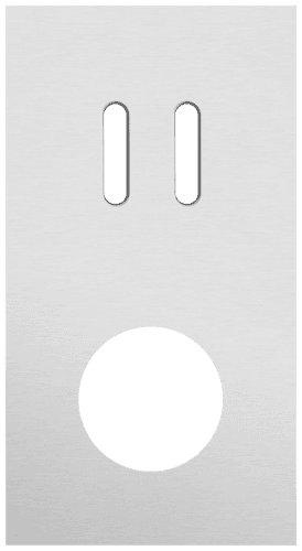 Plaque de recouvrement double, verticale 71 mm d'entraxe, pour une fonction de commutation double et une fonction de prise de courant, Niko Rocker alu grey brushed