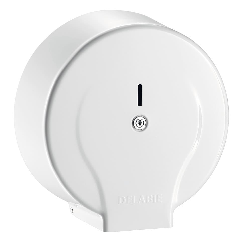 Delabie distributeur papier WC bobine 400 m profondeur 135 mm acier laqué blanc