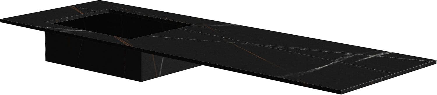 TABLET MARBRE CERAMIQUE PURO LAVABO S GAUCHE L160 H1,2 SANS TROU ROBINET BAMBOO BLACK