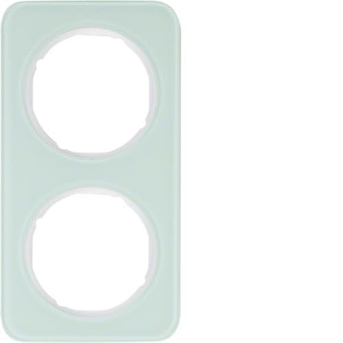Plaque de recouvrement 2 postes Berker R.1 Verre, Blanc polaire