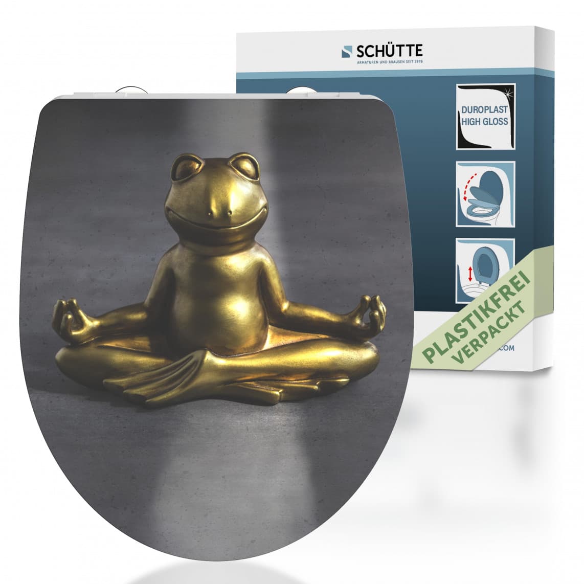 82581 abattant WC en Duroplast HG RELAXING FROG, avec frein de chute et déclipsable