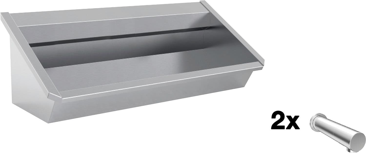 AUGE MURAL SANILAV INTERSAN 120CM INOX 2 ROBINETS D'EAU FROIDE ELECTRONIQUE