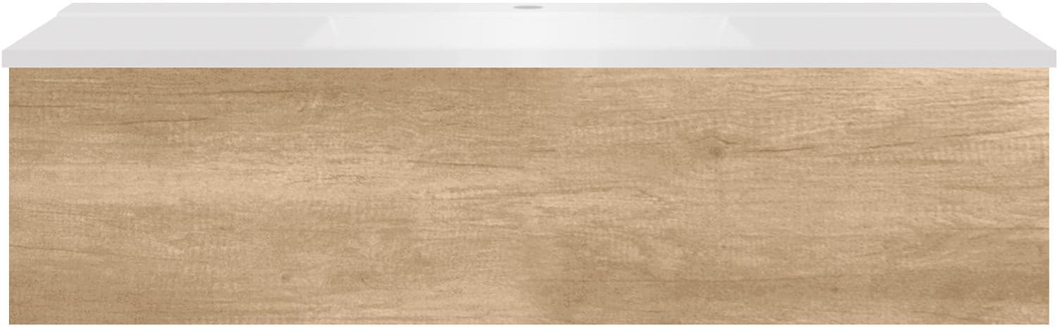 SOUS MEUBLE COFFEE 1 TIROIR 120 CHENE DECOR CACHMIRE+LAVABO BLANC MAT