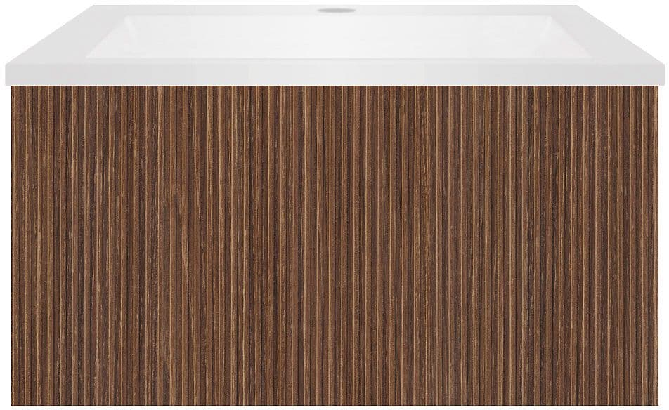 SOUS MEUBLE COFFEE 1 TIROIR 60 NOYER DECOR SMARTLINE+LAVABO EN MARBRE SYNTHETIQUE BLANC