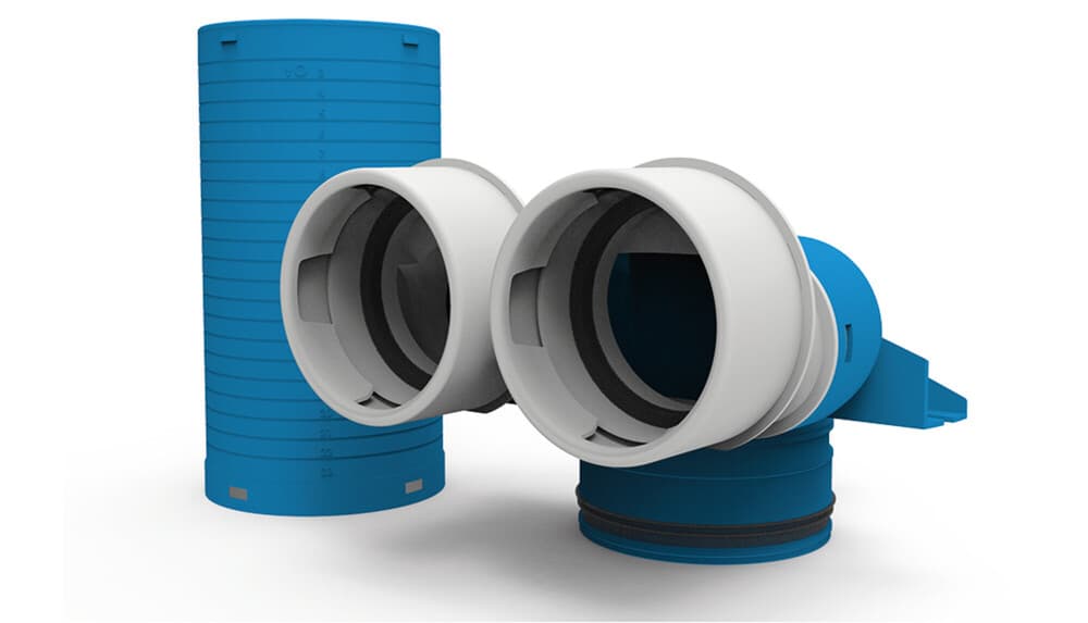 Vent-Axia VVCHL250-290 collecteur terminal 2 x D 90 mm 125 mm 90° manchon long