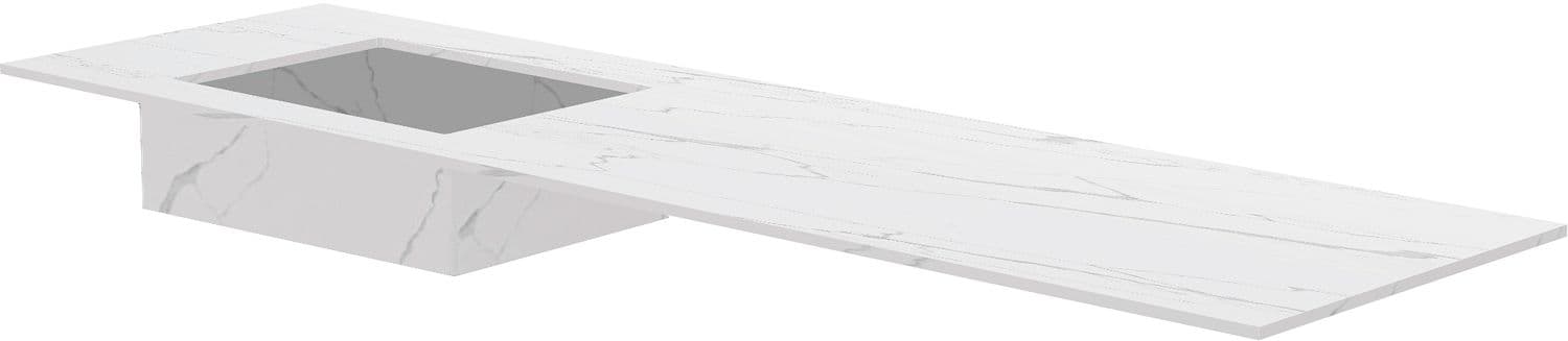 TABLET MARBRE CERAMIQUE PURO LAVABO S GAUCHE L180 H1,2 SANS TROU ROBINET WHITE CALACATTA