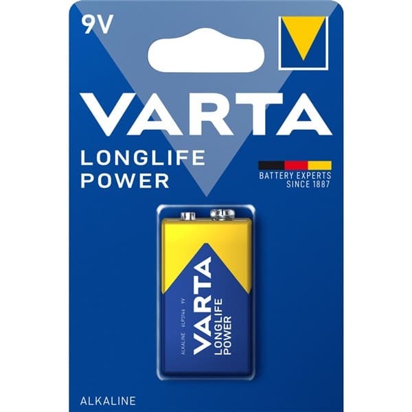 Blister de 1 piles alcaline Longlife Power Varta 9V 6LR61