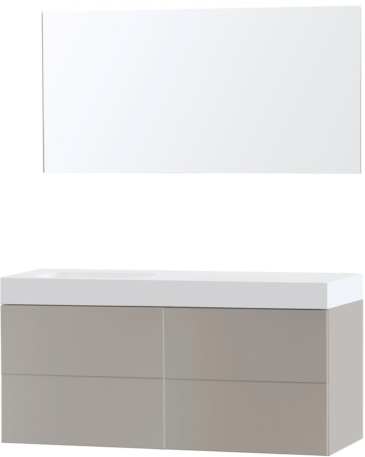 MEUBLE PURO SOLO GRIS ASYMETRIQUE 140 GAUCHE SOLID PURO MIROIR