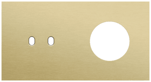 Plaque de recouvrement double, horizontale 71 mm d'entraxe, pour une fonction de commutation double et une fonction de prise de courant, Niko Toggle alu gold brushed