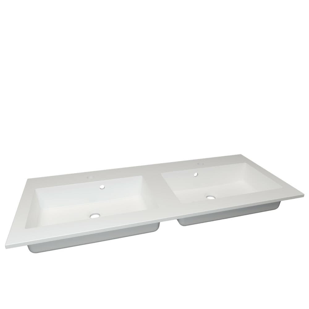Van Marcke Don II tablette intégrée avec 2 lavabos encastré 1200 x 500 mm blanc