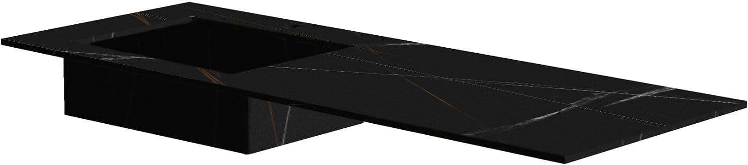 TABLET MARBRE CERAMIQUE PURO LAVABO S GAUCHE L140 H1,2 1TROU ROBINET BAMBOO BLACK