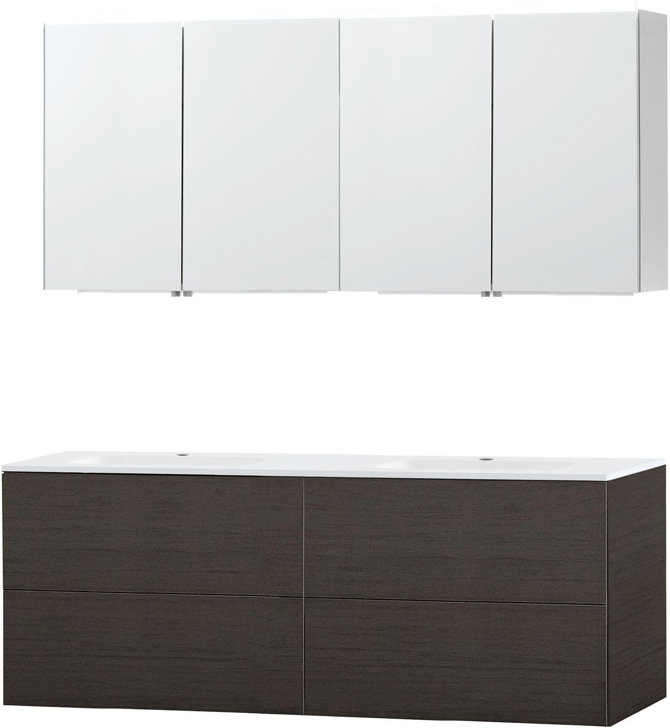 MEUBLE PURO DUO WENGE 160 MARBRE SYNTHETIQUE ARMOIRE TOILLETTE