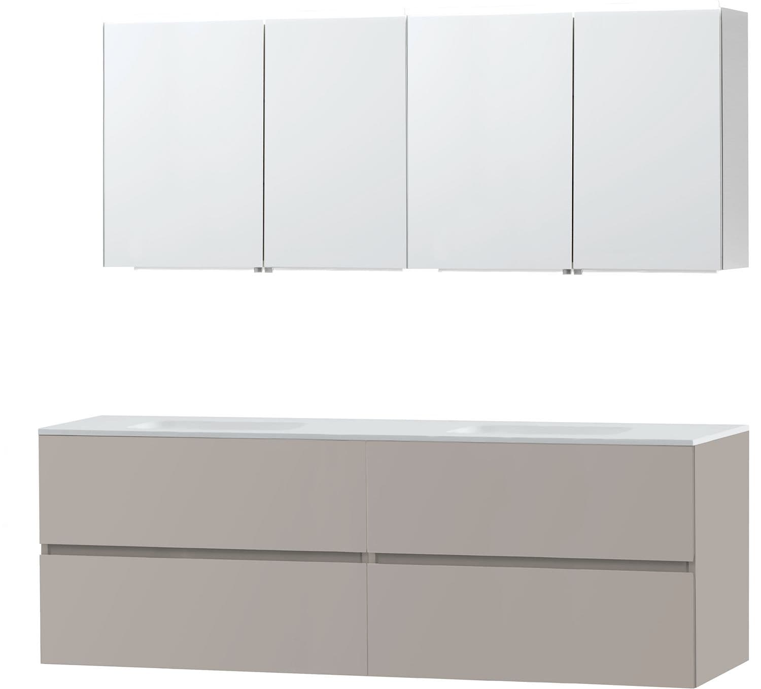 MEUBLE MOLTO POUDRE GRIS 180 2 LAVABO SOLID ARMOIRE TOILETTE