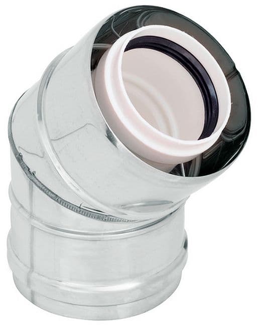 UNIFLOW COUDE CONCENTRIQUE 80/125MM 45° INOX/PP