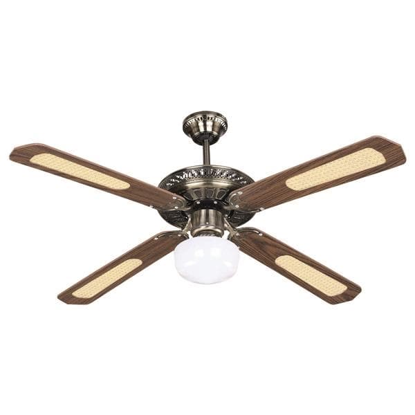 Ventilateur décoratif avec 1 lampe E27 Marron doré diamètre 130 70W avec télécommande