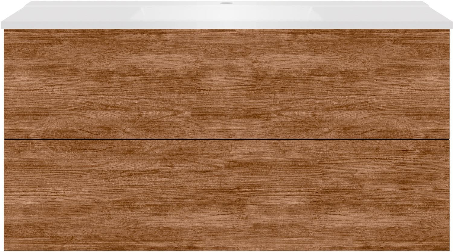 SOUS MEUBLE COFFEE 2 TIROIRS 120 TECTONA DECOR CANNELLE+LAVABO BLANC MAT