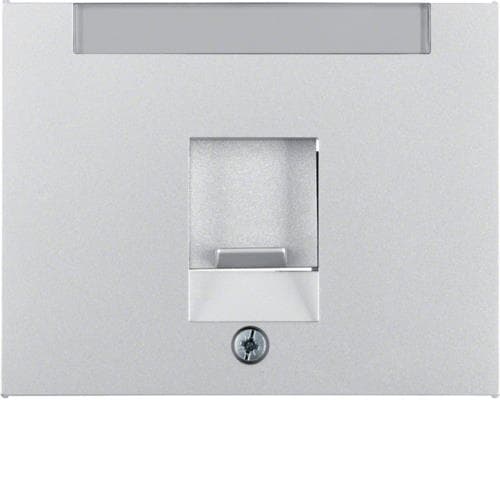 Enjoliveur avec 1 volet antipoussière et porte - étiquette Berker K.5 Alu
