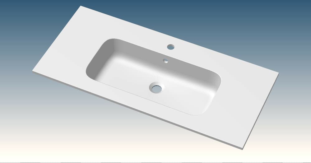Van Marcke Paco tablette 1lavabo intégré 1trou 1000x15x460mm blanc mat