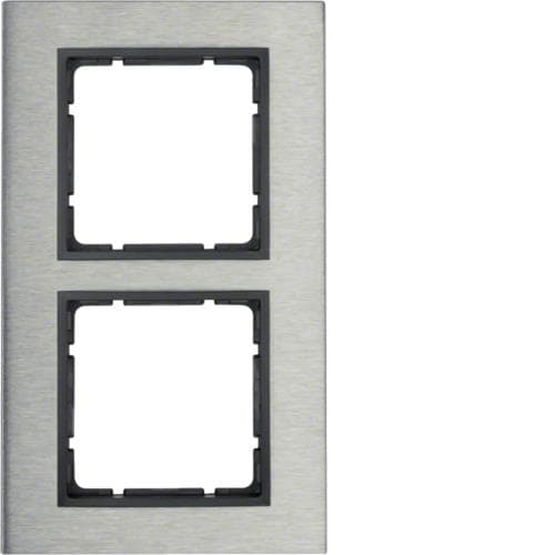 Plaque de recouvrement 2 postes Berker B.7 Inox / Anthracite