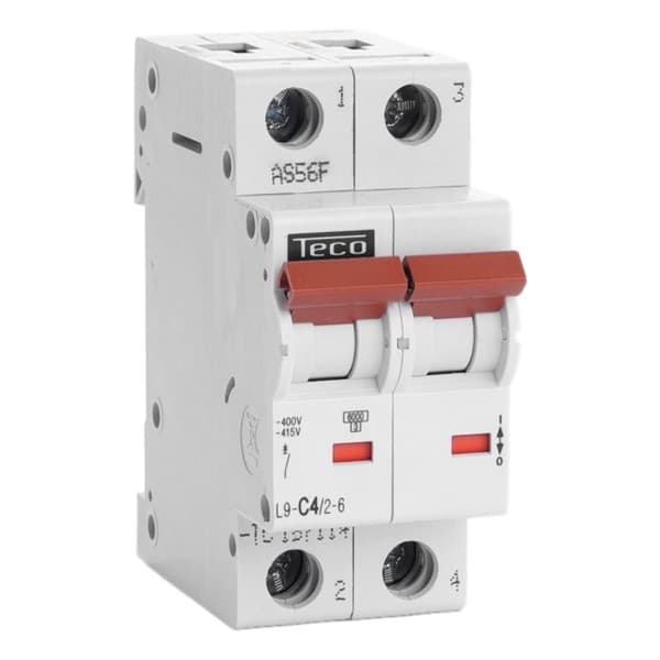 Disjoncteur 2 pôles 4A 6kA courbe C