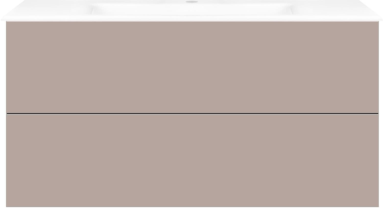 SOUS MEUBLE COFFEE 2 TIROIRS 120 GRIS BASALTE MAT +LAVABO PORCELAINE BLANC