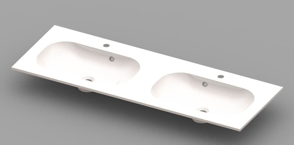 Van Marcke Ovum tablette avec 2lavabos 1400x500x200mm blanc marbre artificiel