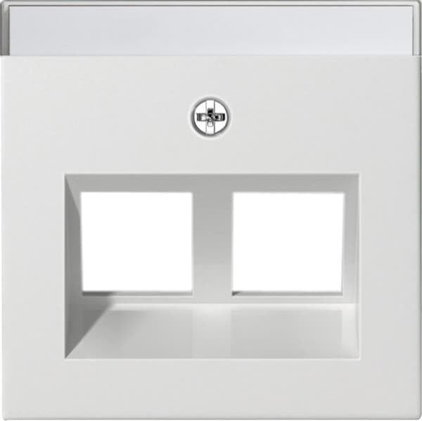 Cache avec sortie oblique 30° et zone d'inscription pour anneau de support jack modulaire 2 x Blanc