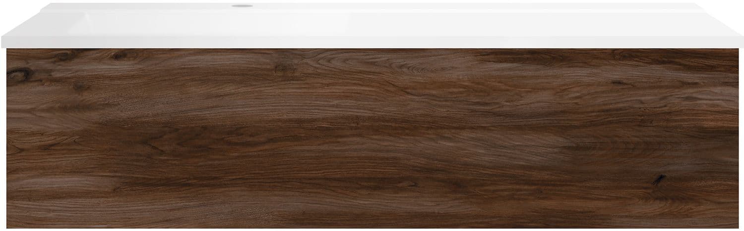 SOUS MEUBLE COFFEE 1 TIROIR 120 NOYER DECOR VELOURS+LAVABO GAUCHE BLANC