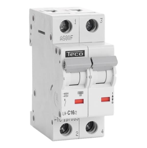 Disjoncteur 2 pôles 16A 10kA courbe C