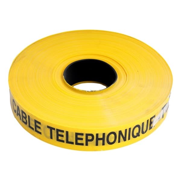 Ruban avertisseur 0,15mm x 40mm x 250m Jaune / Noir 'câble téléphonique'