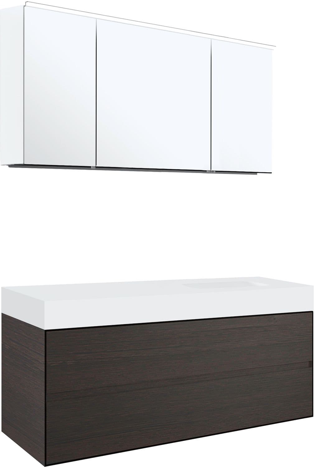 MEUBLE 2 TIROIRS POUR TABLET PURO 1 LAVABO DROITE TENSO 90CM WENGE AVEC ARMOIRE TOILETTE