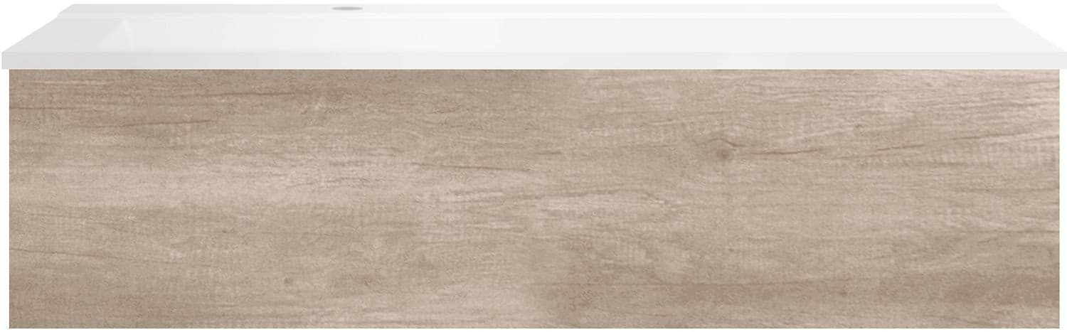 SOUS MEUBLE COFFEE 1 TIROIR 120 CHENE DECOR FLANELLE+LAVABO GAUCHE BLANC