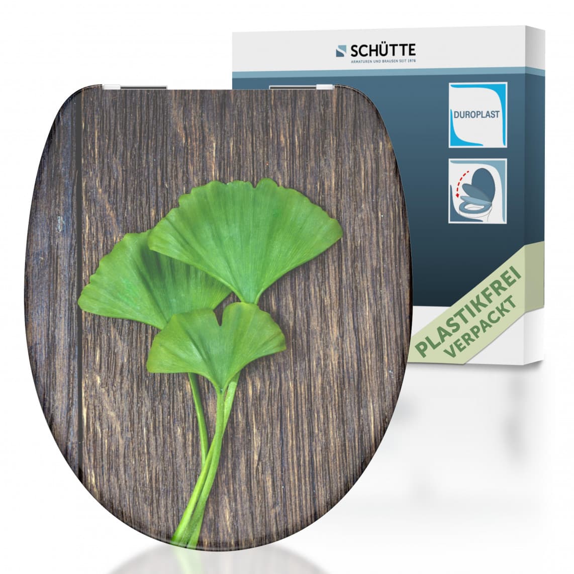 82154 abattant WC en Duroplast GINGKOundWOOD, avec frein de chute