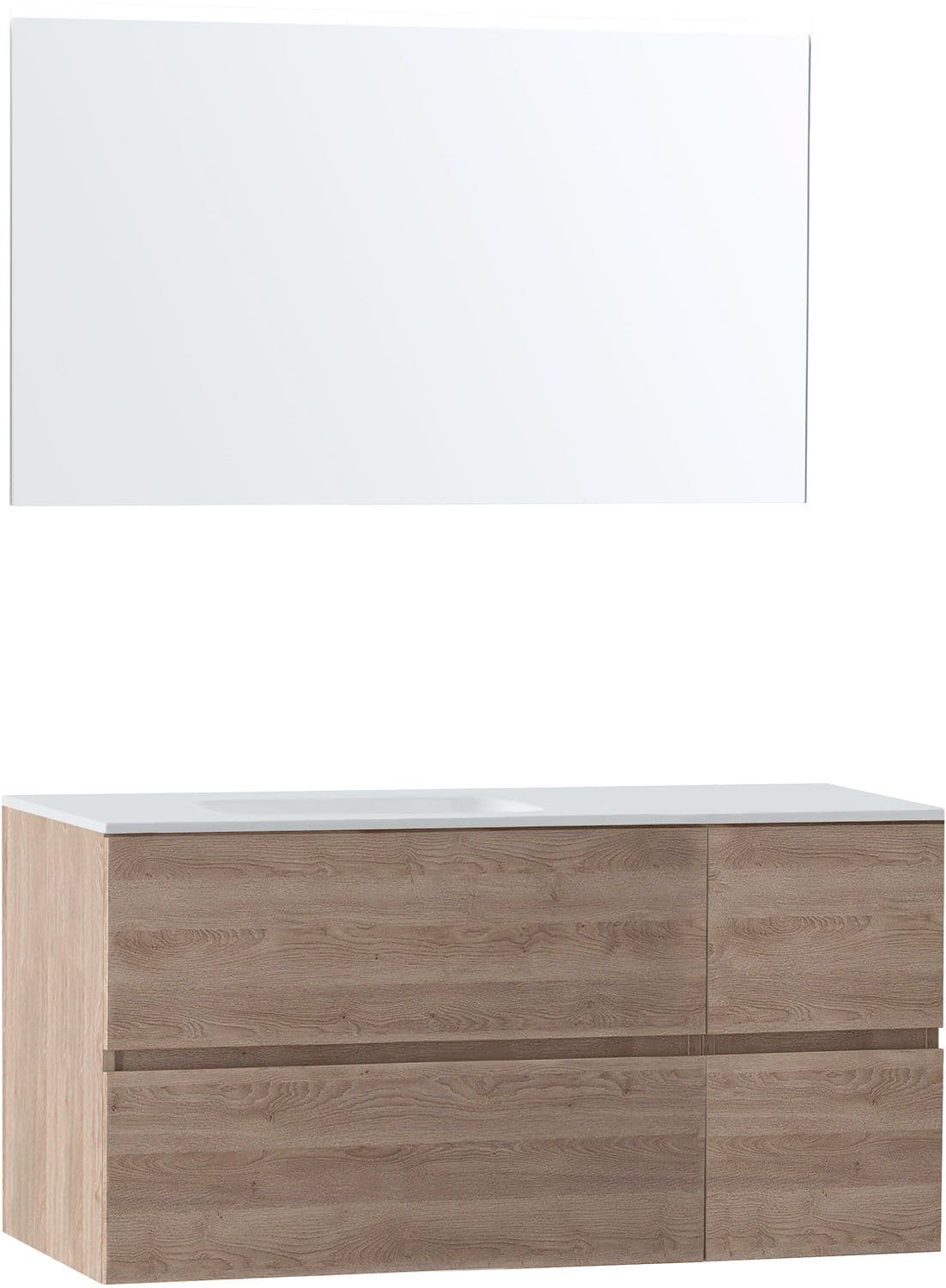 MEUBLE MOLTO CHENE NATUREL 125 GAUCHE SOLID MIROIR