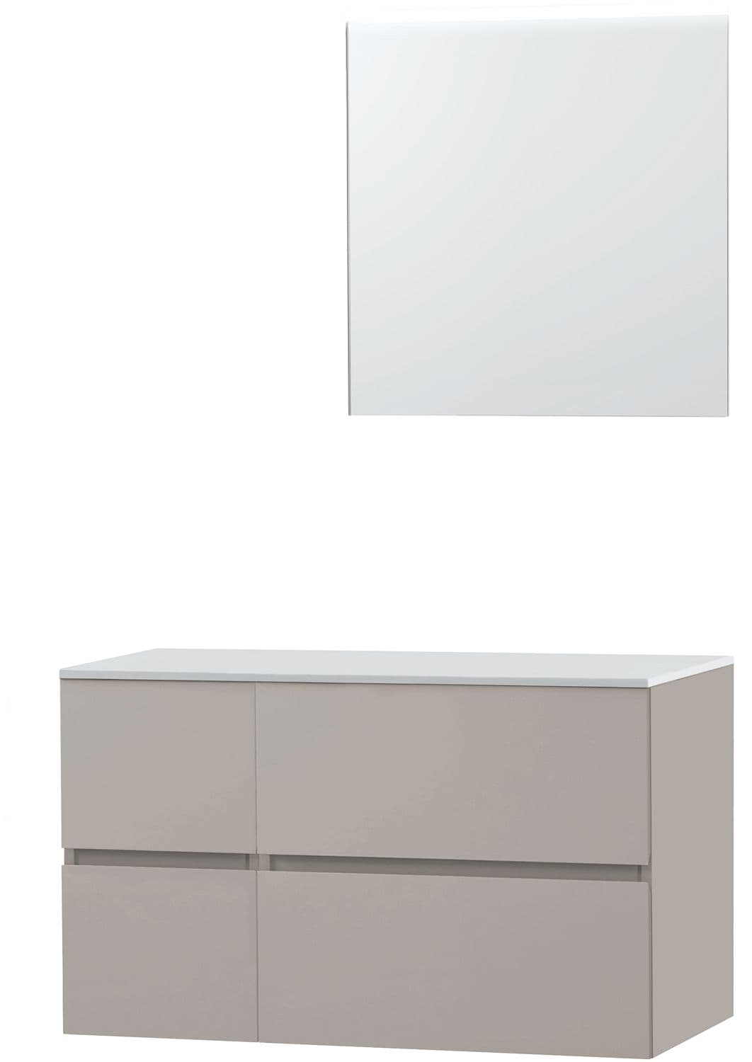 MEUBLE MOLTO POUDRE GRIS 105 POUR LAVABO A POSER SOLID MIROIR