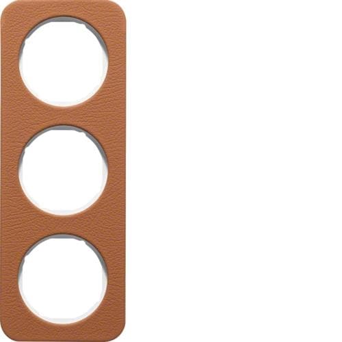 Plaque de recouvrement 3 postes R.1 Cuir Bruin / Blanc polaire