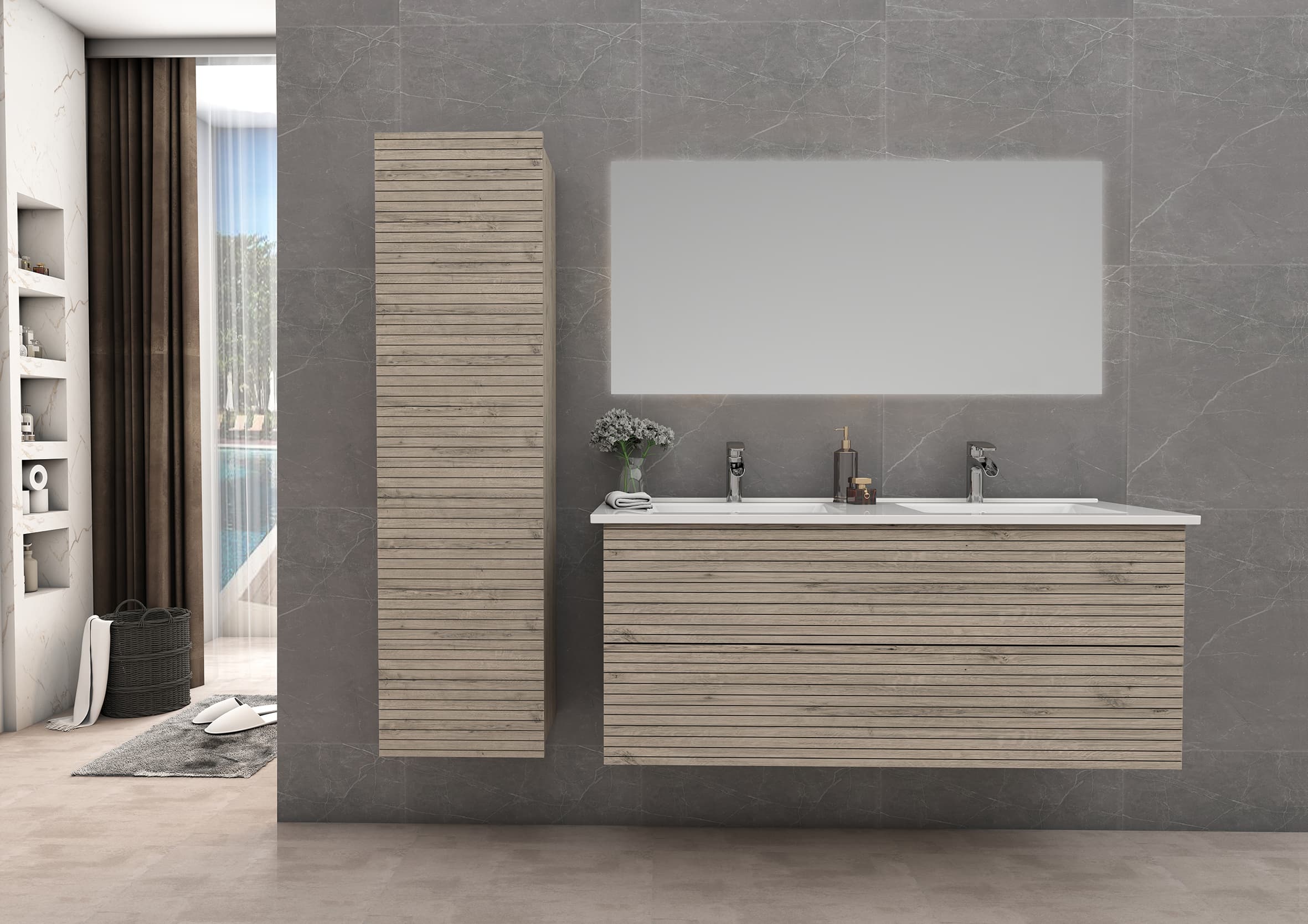 ELITE MEUBLE SOUS-PLAN AVEC RELIEF HORIZONTAL (120CM) - BOIS CLAIR