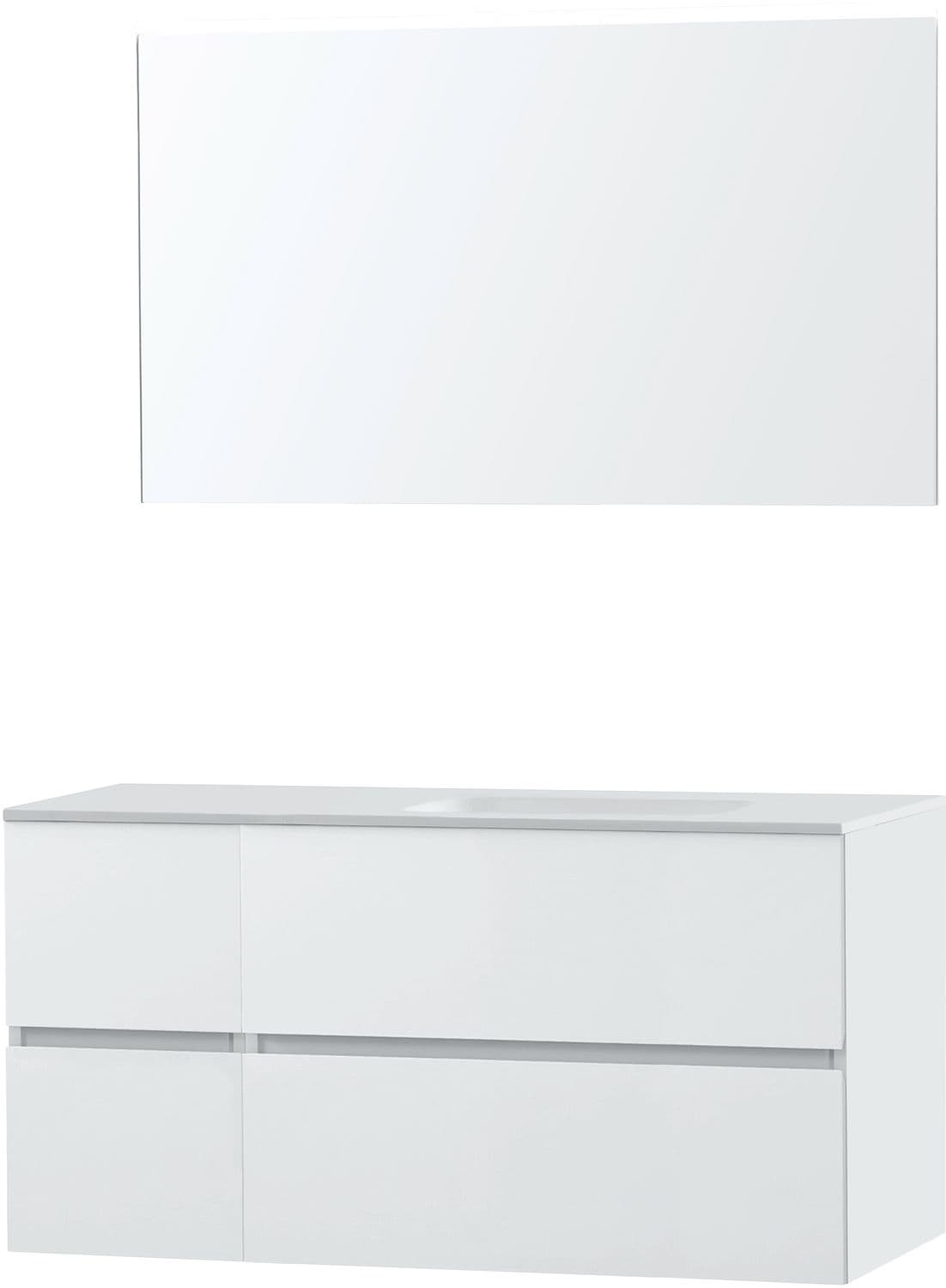 MEUBLE MOLTO POUDRE BLANC 125 DROITE SOLID MIROIR