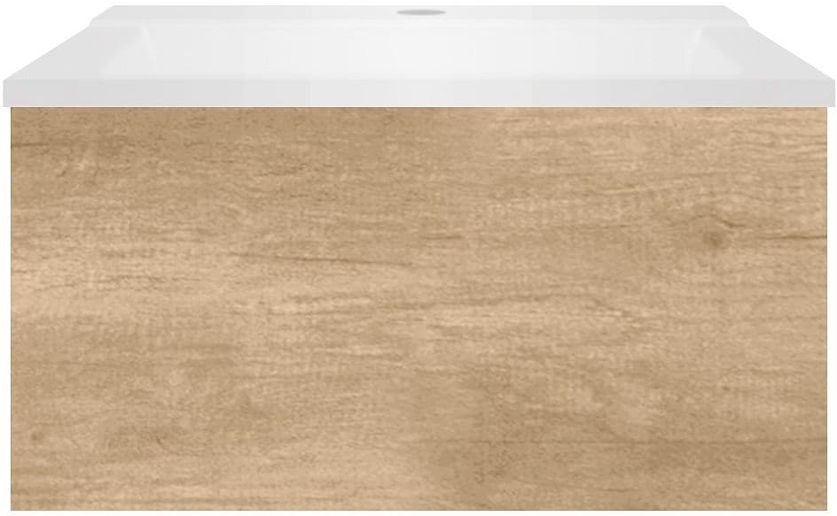SOUS MEUBLE COFFEE 1 TIROIR 60 CHENE DECOR CACHMIRE+LAVABO BLANC MAT