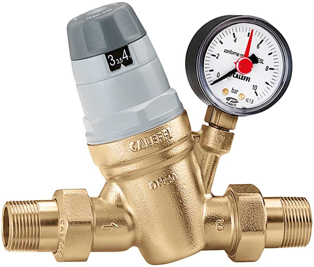 CALEFFI BOX 3*DRUKVERMINDERAAR+MANOMETER 25BAR 3/4